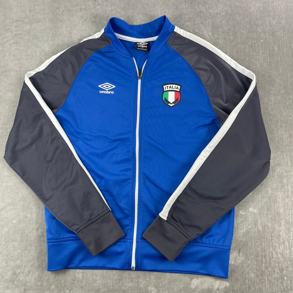 Umbro Men M Blue Italia Track Jacket Full Zip Soccer Athletic Sportswear